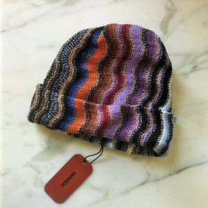 NWT MISSONI Orange Label Unica Wool Ribbed Beanie